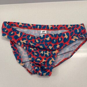 Aimpact Men's Vibrant Swim Briefs in Blue and Orange